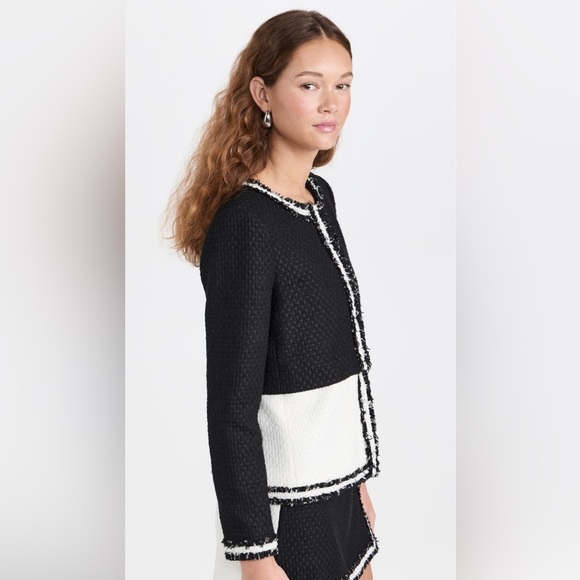 NWT Alice + Olivia Kidman Two-Fer Boxy Raw Edge Jacket Size Small $595 - Picture 6 of 16